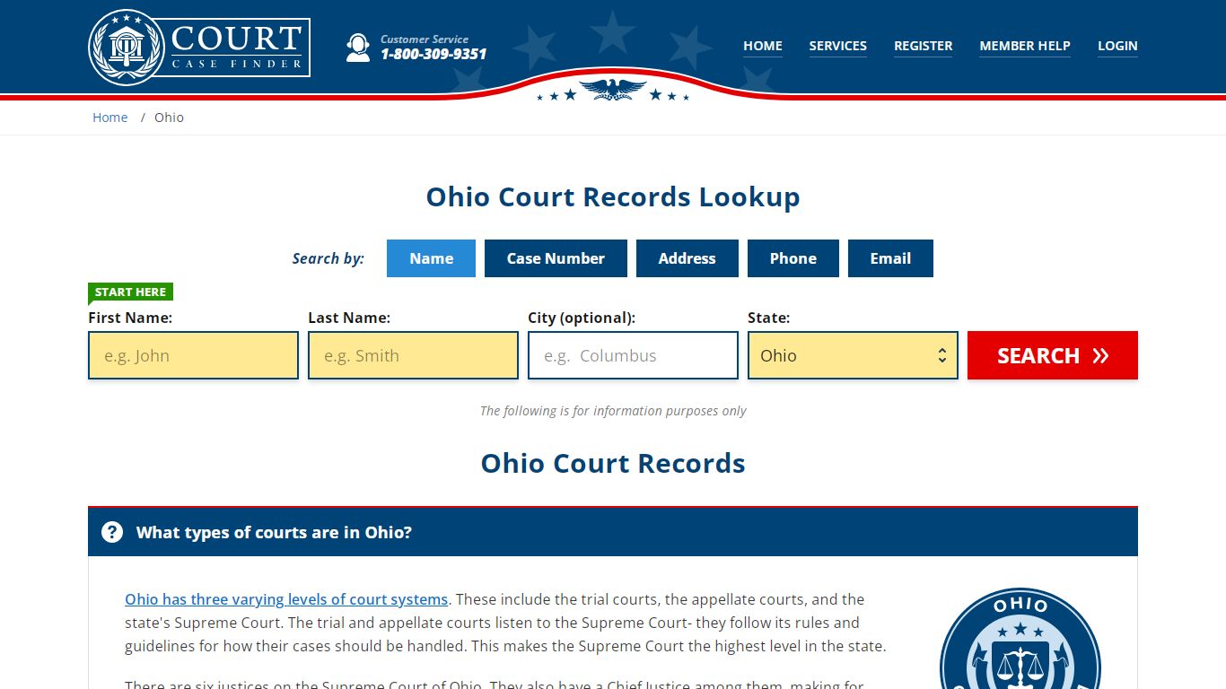 Ohio Court Records Lookup - OH Court Case Search - CourtCaseFinder.com